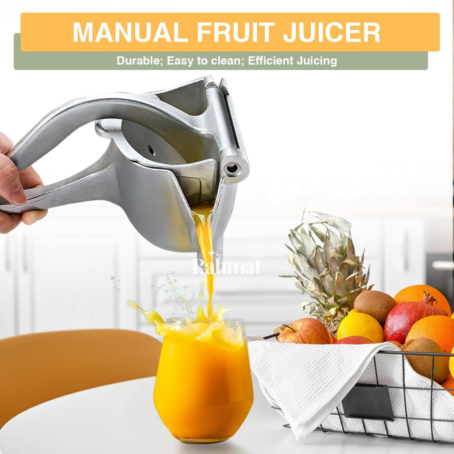 Versatile Aluminum Manual Juicer for Oranges, Grapes & Anar – Max Juice, Effortless Clean