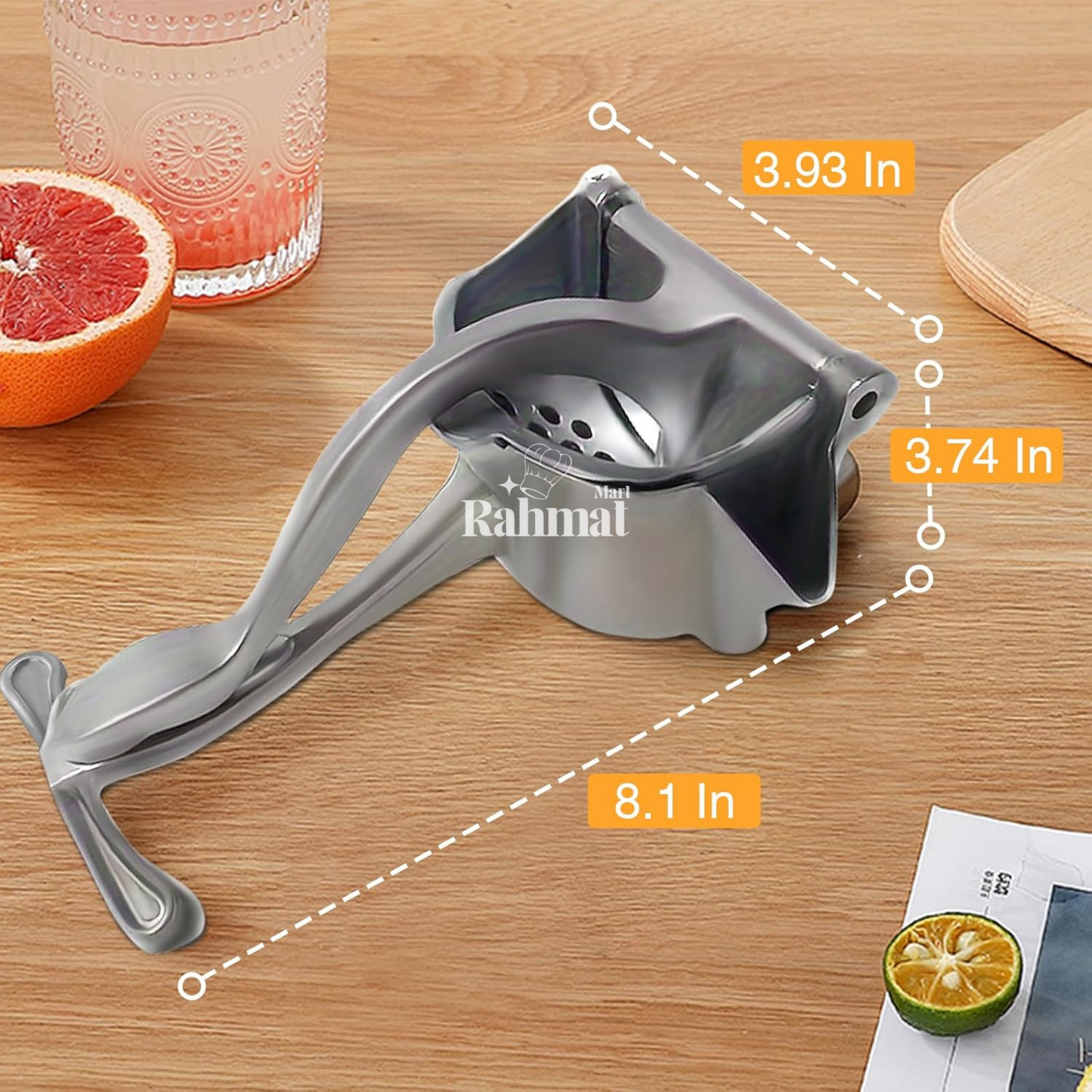 Versatile Aluminum Manual Juicer for Oranges, Grapes & Anar – Max Juice, Effortless Clean