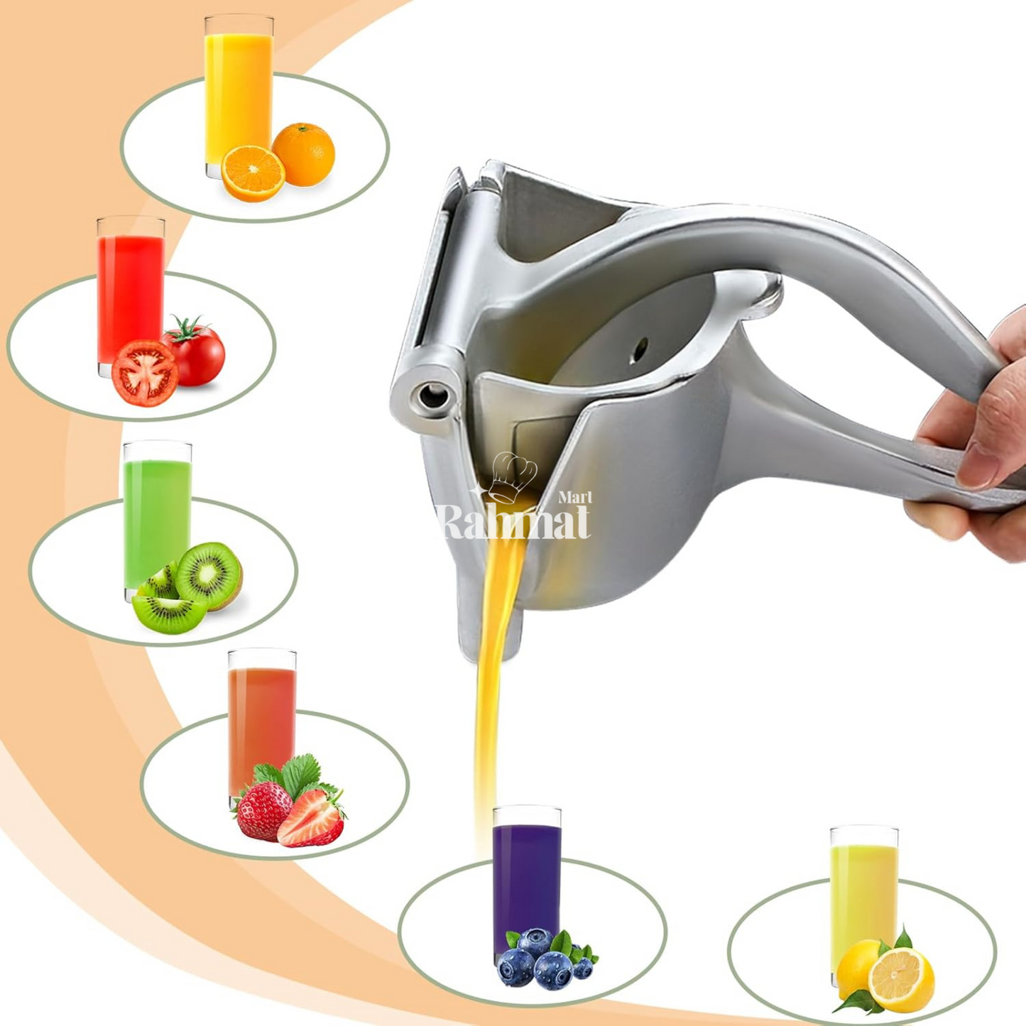 Versatile Aluminum Manual Juicer for Oranges, Grapes & Anar – Max Juice, Effortless Clean
